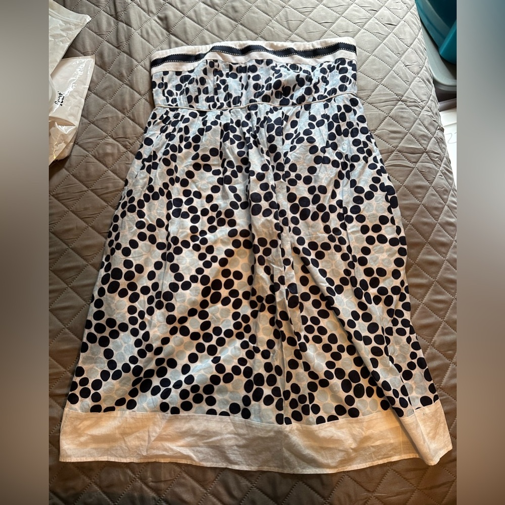 New York & Company Strapless Polka Dot Dress Blue Size 8